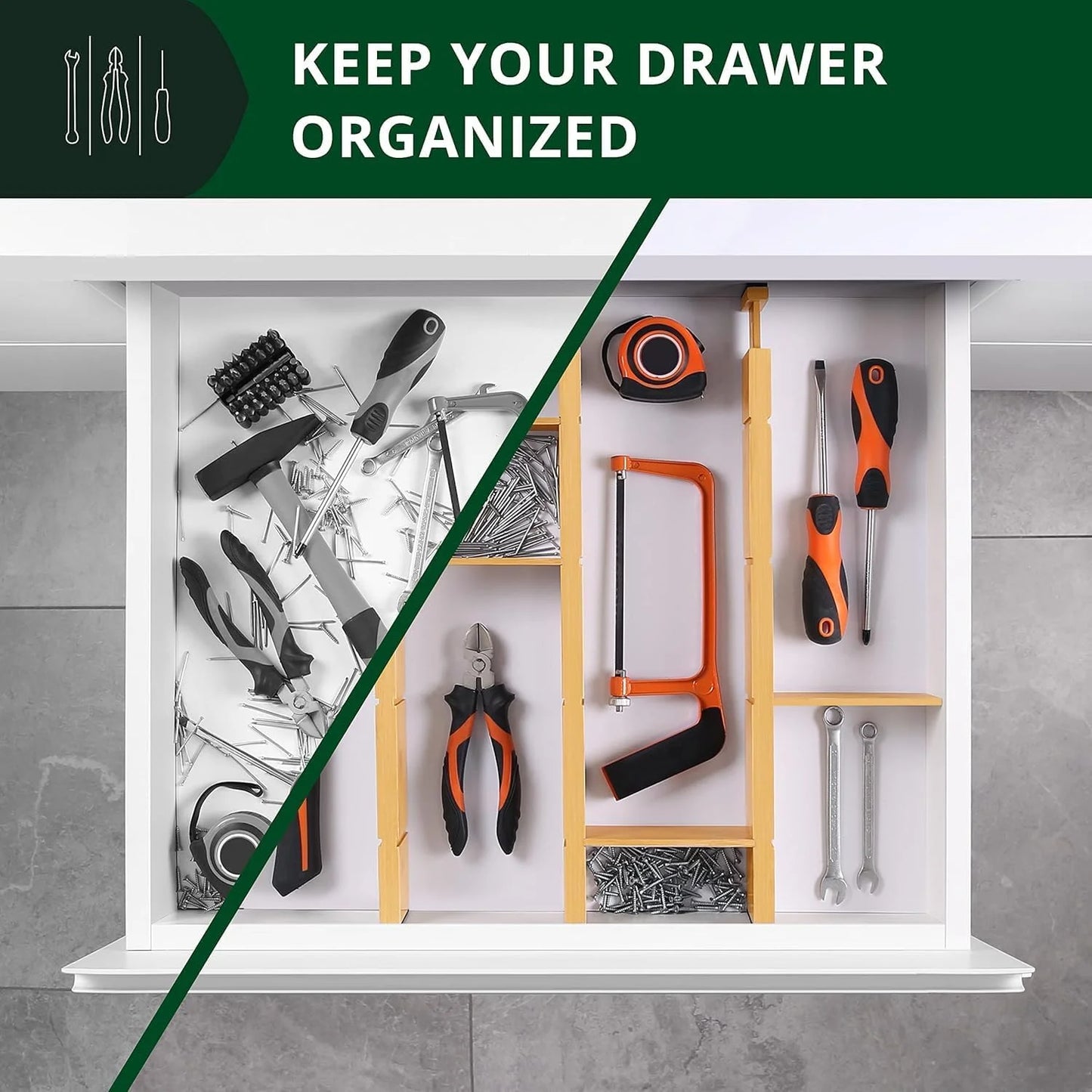 Expandable Bamboo Drawer Dividers with Inserts โ 4-Pack Adjustable Organizer Separators for Kitchen, Bedroom, Dresser, Bathroom, Cabinet & Office Storage (17โ22", Natural)
