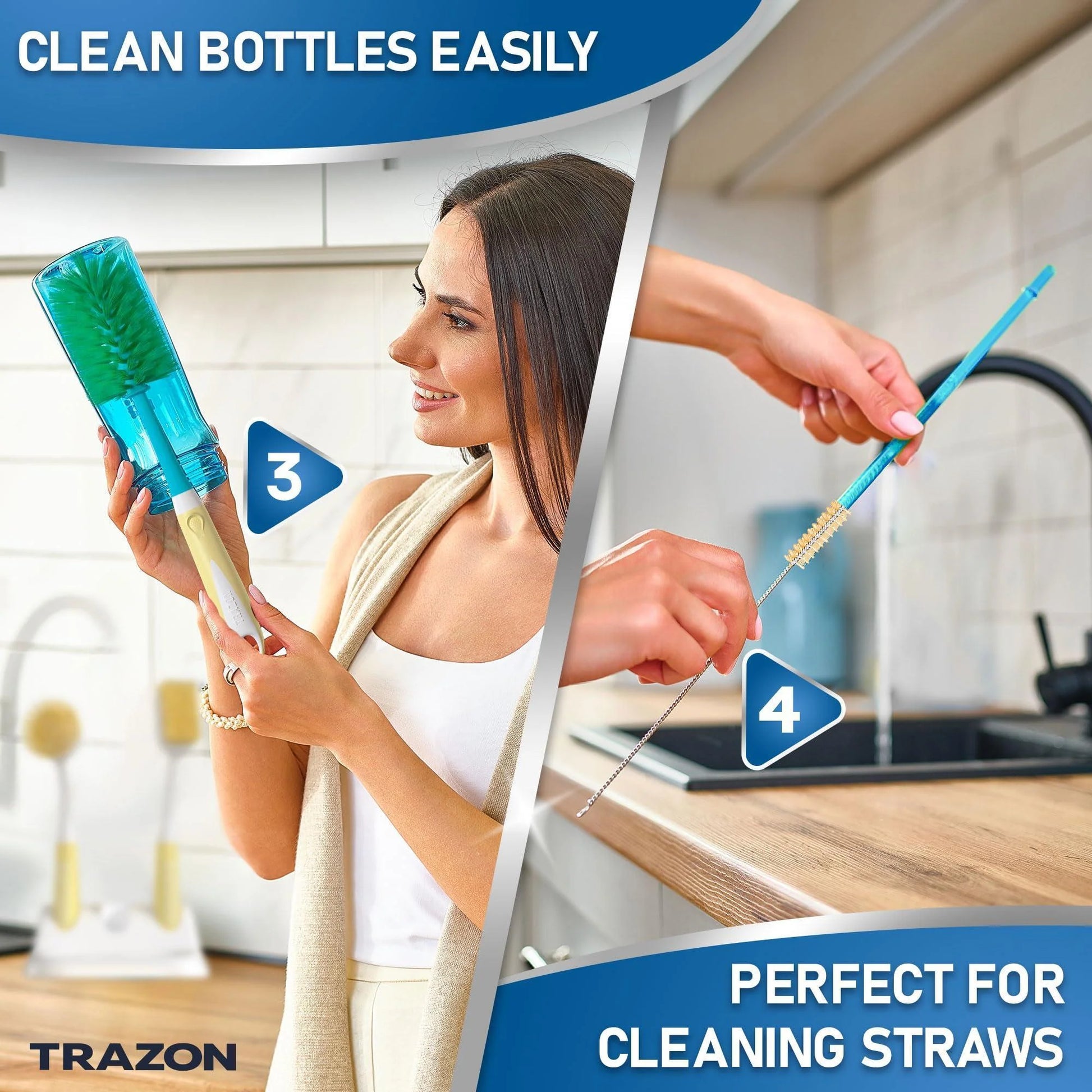 Dish Brush Set of 5 with Convenient Holder Bottle Water Brush Dish Scrub Brush Scrubber Brush and Straw Brush Kitchen Scrub Brushes Non Slip Long Handle for Sink Dishes Cup Pot