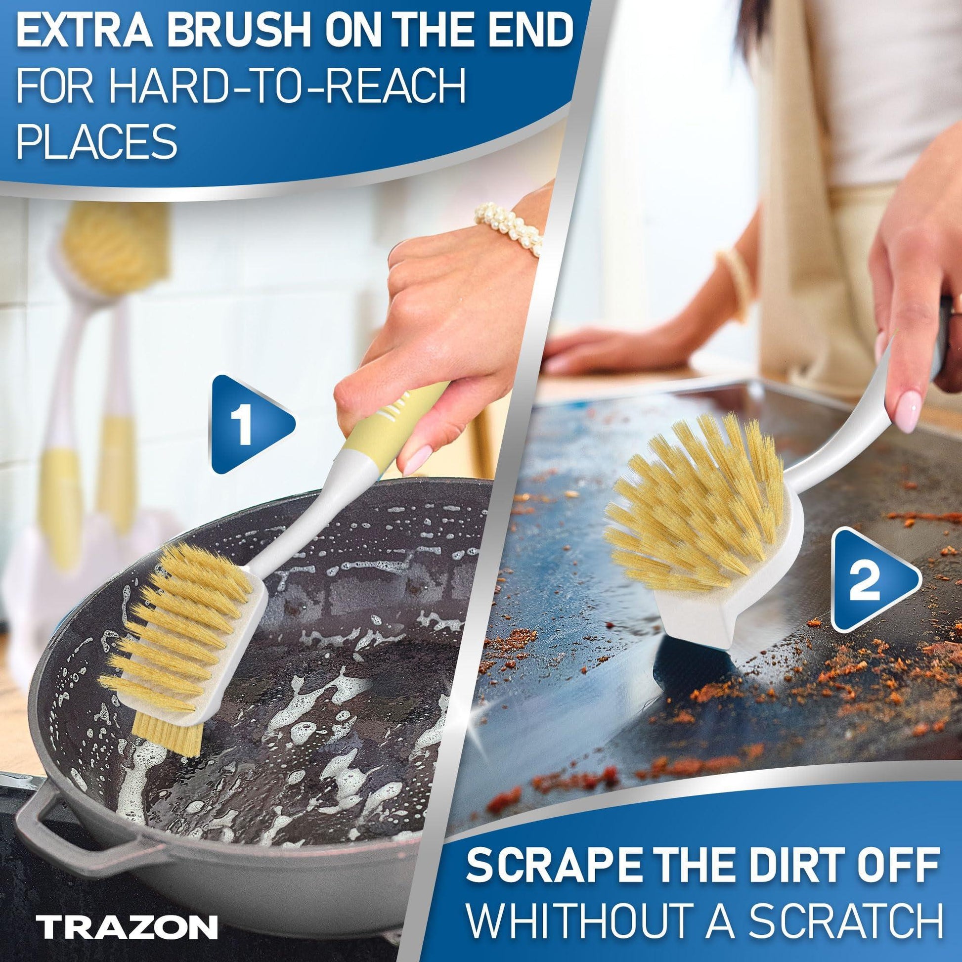 Dish Brush Set of 5 with Convenient Holder Bottle Water Brush Dish Scrub Brush Scrubber Brush and Straw Brush Kitchen Scrub Brushes Non Slip Long Handle for Sink Dishes Cup Pot