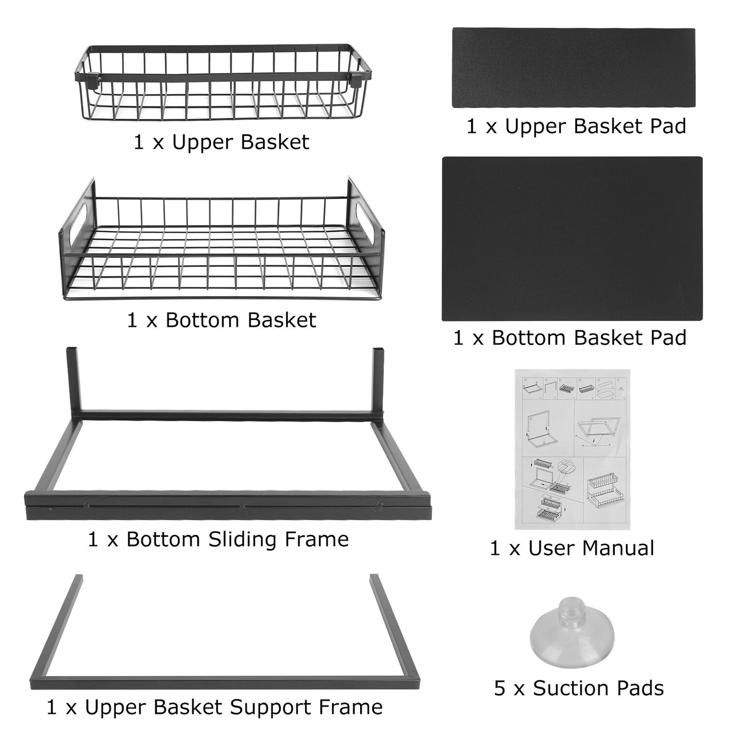 2 Tier under Sink Organizer Sliding Storage Drawer for Kitchen Bathroom Cabinet