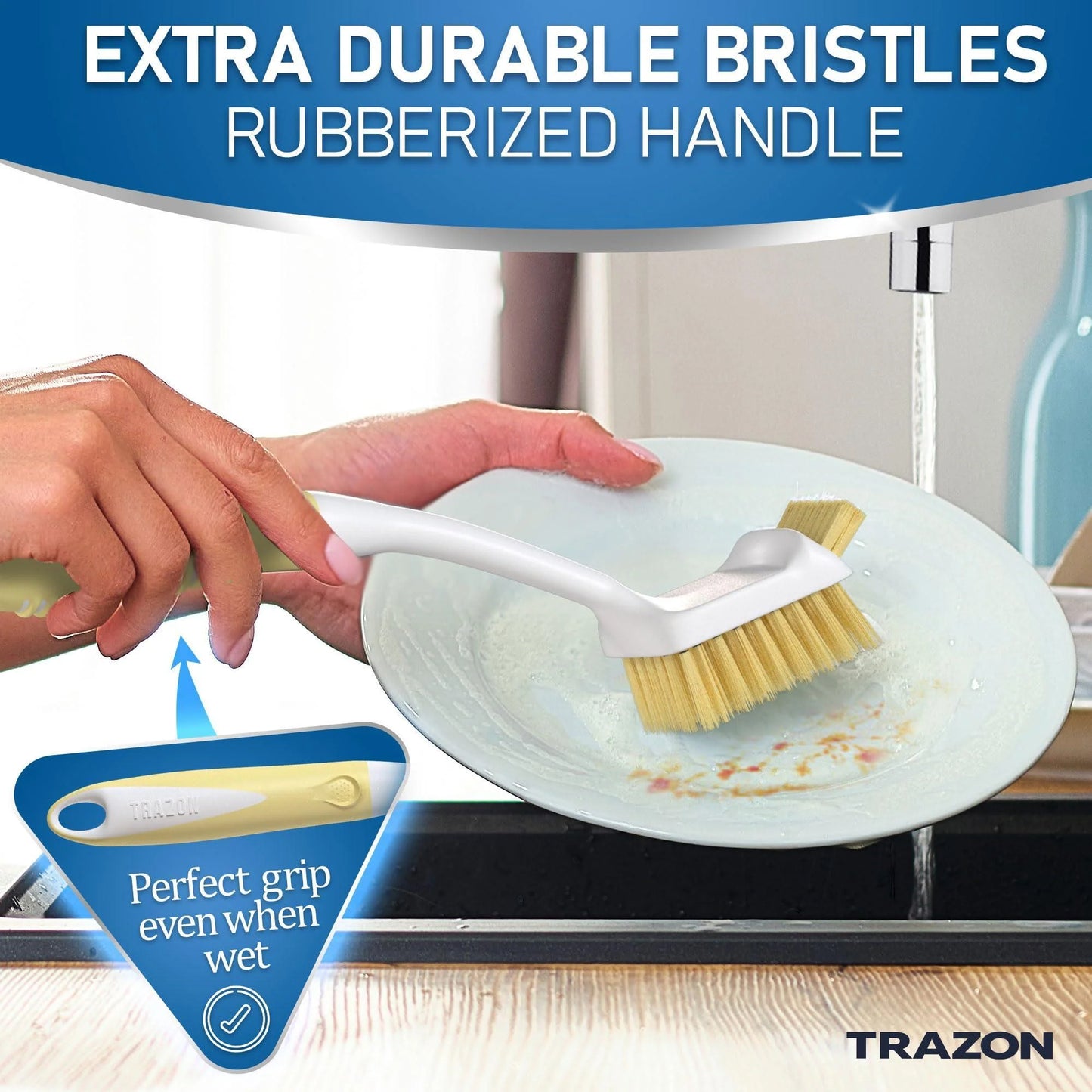 Dish Brush Set of 5 with Convenient Holder Bottle Water Brush Dish Scrub Brush Scrubber Brush and Straw Brush Kitchen Scrub Brushes Non Slip Long Handle for Sink Dishes Cup Pot