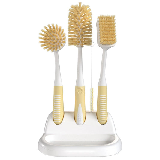Dish Brush Set of 5 with Convenient Holder Bottle Water Brush Dish Scrub Brush Scrubber Brush and Straw Brush Kitchen Scrub Brushes Non Slip Long Handle for Sink Dishes Cup Pot